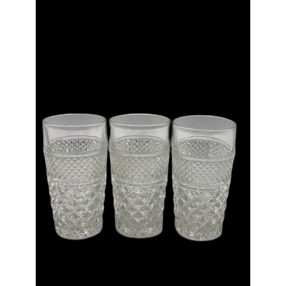 Vintage Set Of 3 Anchor Hocking Wexford MCM Pressed Glass 11oz. Tea Glass 5 1/2"